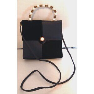 Vintage Black Velvet Evening Bag Handle Strap Made in Canada Purse